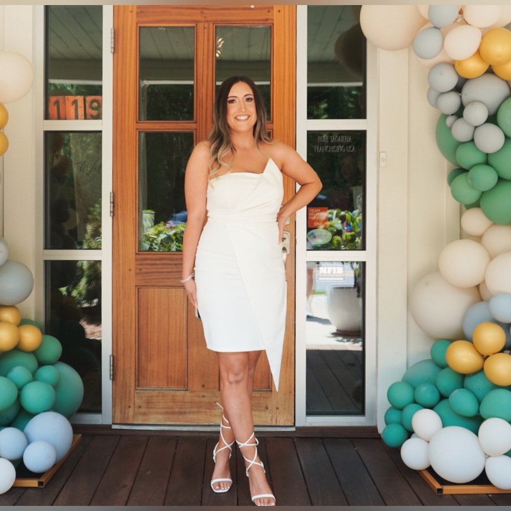Lulu’s queen of the city white strapless bodycon dress